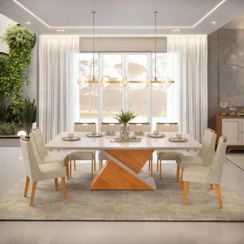 Mesa de Jantar de 8 cadeiras nova lacrada MDF 