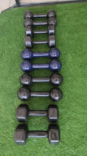 Jogo de Halteres musculação pronta entrega bola e sextavado de 1 até 10kg