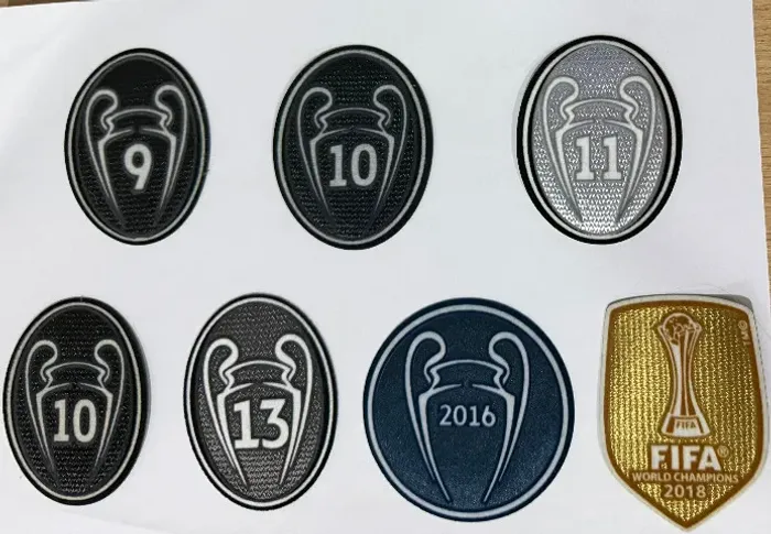 Patchs Troféus Real Madrid Champions League 9, 10, 10, 11, 13, 2016, FIFA World Champions