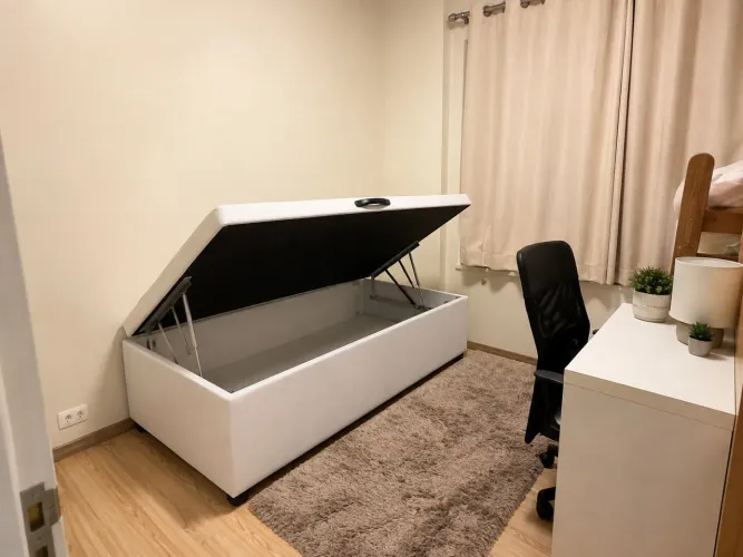 Cama Box Baú Solteiro Sintético SerenePrime Branco 88x188x44