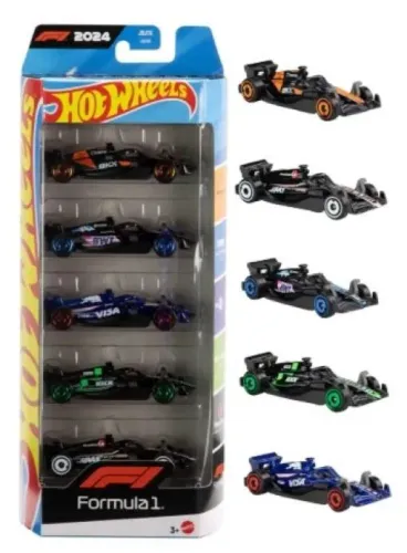 Hot Wheels Pack 5 Carrinhos Fórmula 1 2024 (Mattel JGF58)