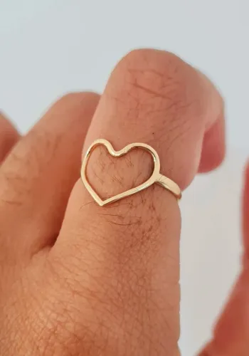 Anel Coração Fino aramado Ouro 18k DESCONTO
