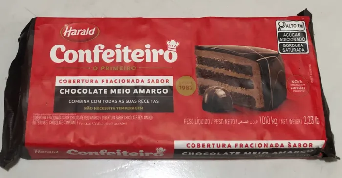 Barra cobertura fracionada sabor chocolate meio amargo