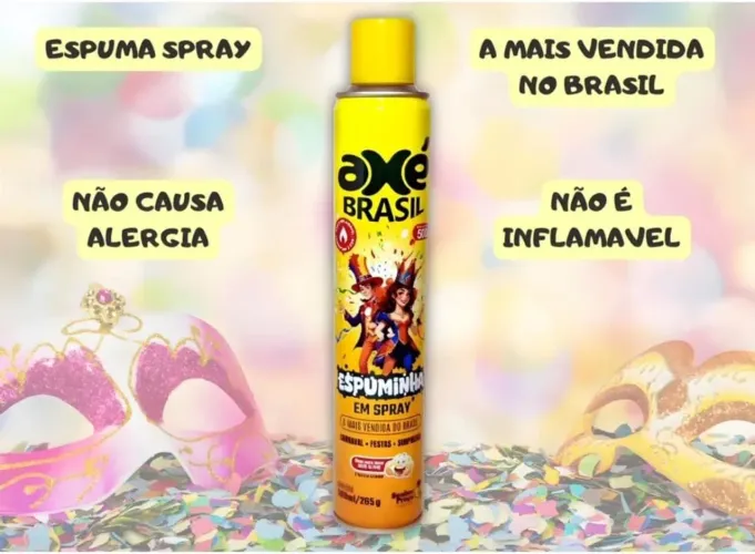 Espuminha em Spray Artificial 500ml Axé Brasil Carnaval - Kit com 70 Unidades