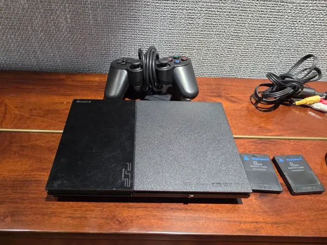 Ps2 Slim + 2 Memory Cards + Controle Paralelo + Jogo Black - Não aceito trocas