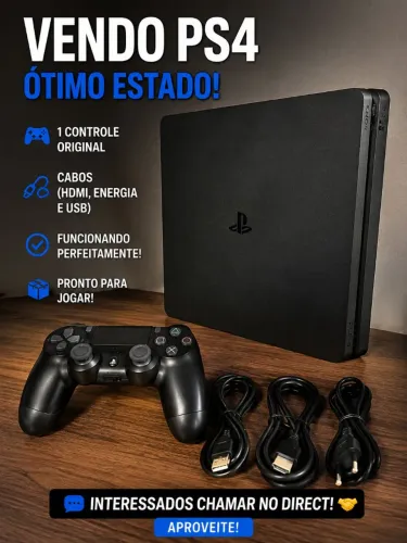 PS4 usado, funcionando perfeitamente.