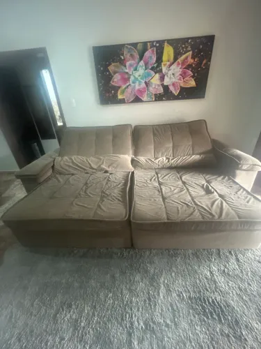 Sofá retrátil e reclinável com molas ensacadas - 3m com tecido suede