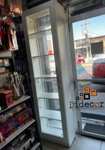 Vitrine c/ fundo e porta de vidro