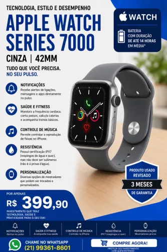 Applewatch séries 7000 cinza 42mm