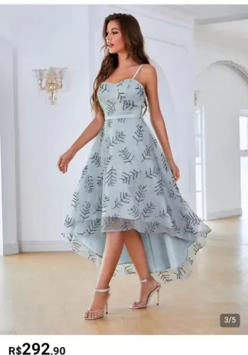Vestido de Festa/Madrinha de Casamento Detalhes Bordados em Lantejoulas