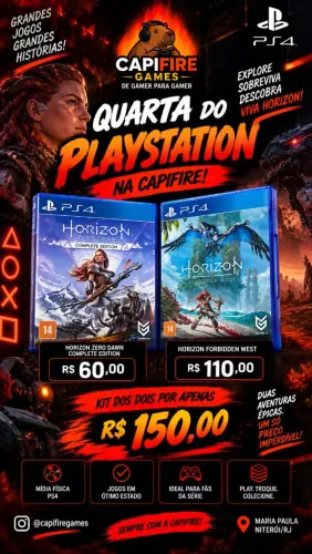 Horizon Zero Dawn + Forbidden West PS4 | Kit R$150