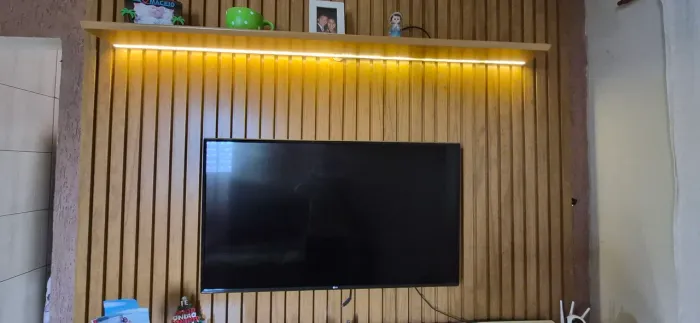 Rack com Painel ripado Led TV 90"