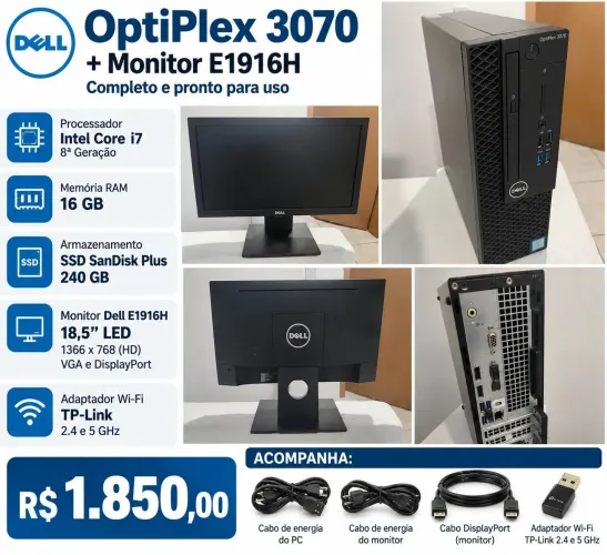 PC Dell OptiPlex 3070 i7 + Monitor Dell 18,5"