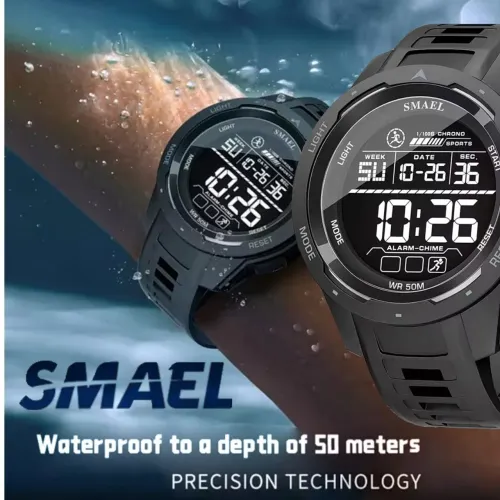 SMAEL Relógio Digital Luxuoso Masculino, Despertador 5bar