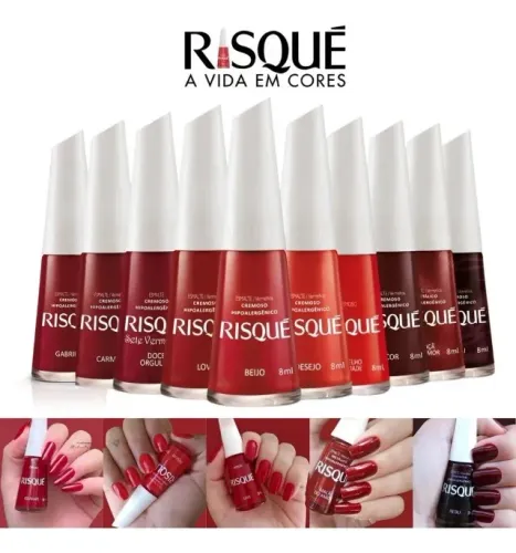 Kit 10 Esmaltes Risque Vermelhos Clássicos Vermelho