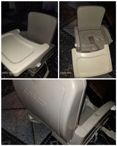 Cadeira de alimentação portátil com porta utensílios da burigotto 