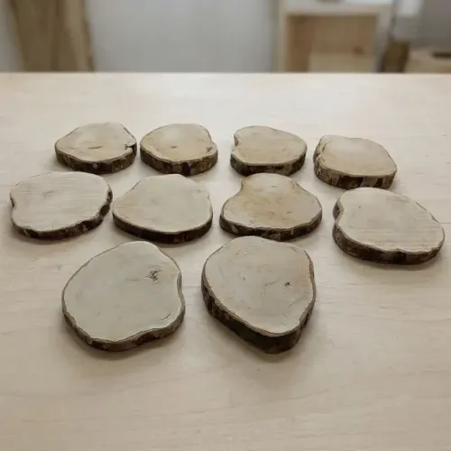 Kit 10 Bolachas Madeira Rústica Sem Lixamento 14,5 a 15,5cm