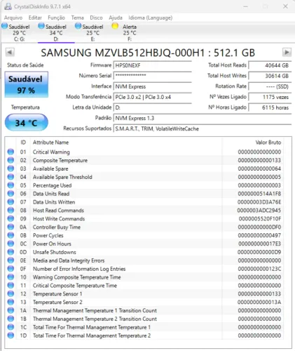 NVME 512GB SAMSUNG