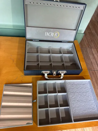 Maleta Estojo Para Joias Duplo Grande Cor azul marinho