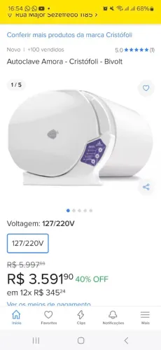 Aparelho de Autoclave Cristófoli Amora
