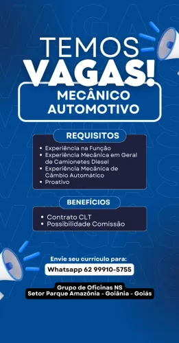 Inicio Imediato - Mecanico Automotivo c/ Experiência