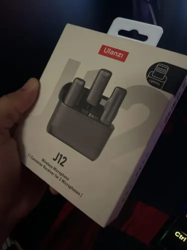 Microfone Lavalier sem Fio ULANZI J12 para iPhone e iPad, Conexão Lightning, Alcance 20m,