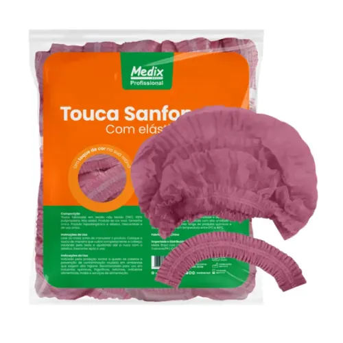 Touca Sanfonada Rosa Pct/100