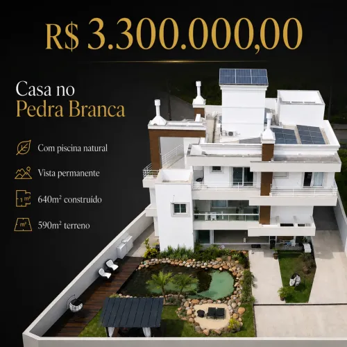 Casa no Pedra Branca, piscina natural com peixes, 640m2 construído