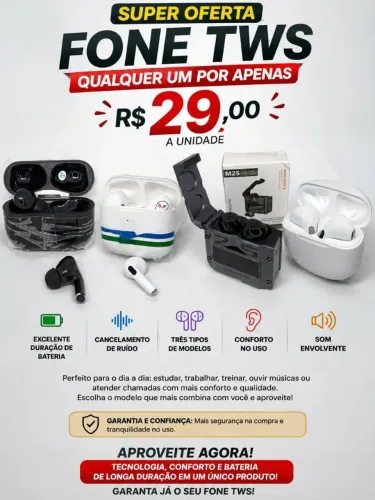 Fone bluetooth tws em super promoção por 29 reais