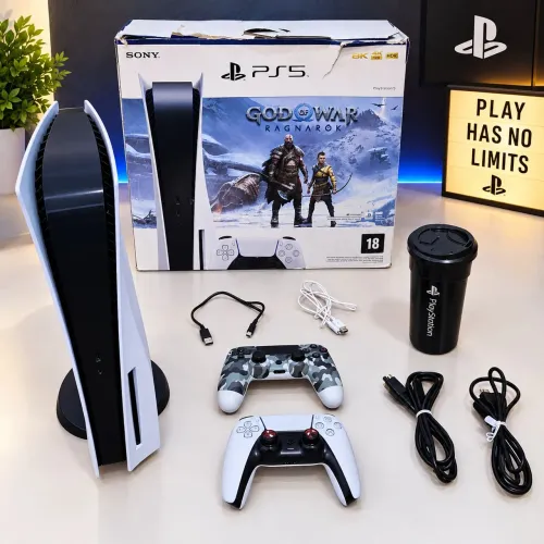 Console Playstation 5 825GB Fat Com Leitor + 2 Controles (PS5 + PS4) + Copo + Jogos