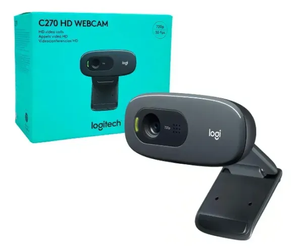 Webcam Logitech C270, Resolução Hd 720p/30fps, Microfone Cor Cinza