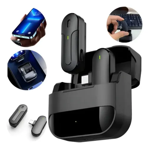 Microfone de lapela sem fio com receptor USB-C