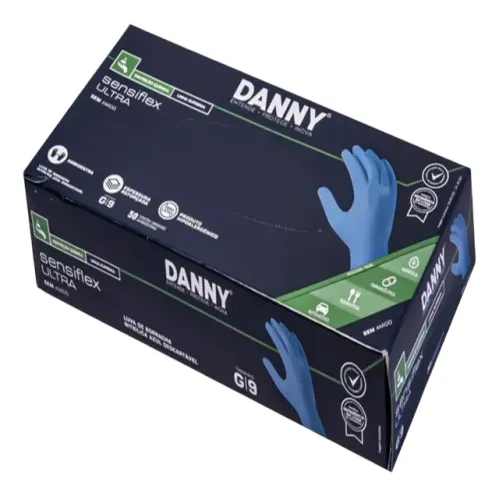 Kit de Luvas Nitrílicas Descartáveis Danny Sensiflex Ultra Tamanho G