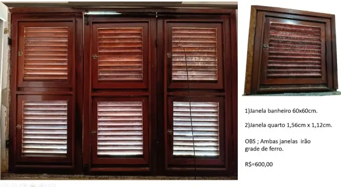 Janelas de madeira e grades