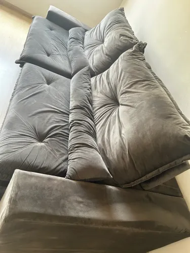 Sofá Retrátil e Reclinável 2,90m Suede Cinza