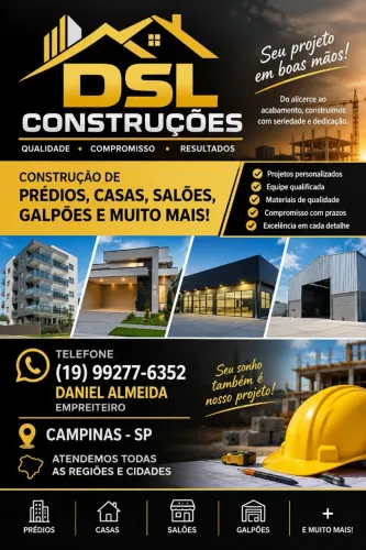 EMPREITEIRO ? DSL CONSTRUÇÕES | QUALIDADE E COMPROMISSO EM CADA OBRA!<br>