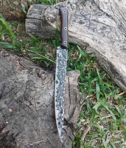 Faca Churrasqueiro Chefe Profissional Forja Aço Cabo Madeira