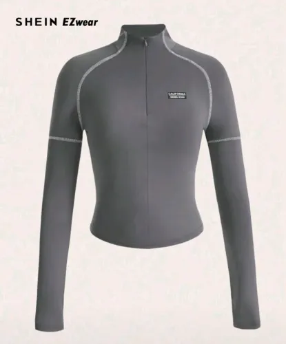 Blusa com mangas Cinza Shein