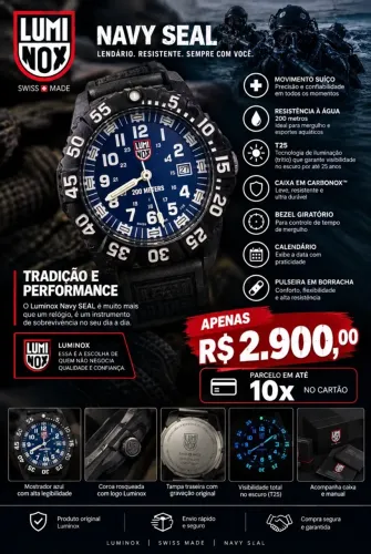Relógio Luminox Suíço em Carbono