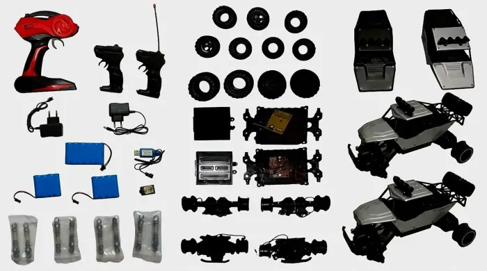 Peças p Carrinho RC Rock Crawler Chassis, Motor, Roda, Controles e Acessórios Baterias 