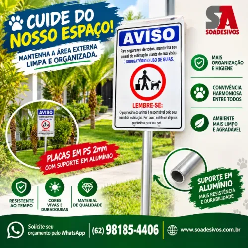 PLACA COM SUPORTE PARA JARDIM.