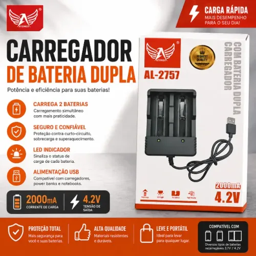 Carregador de Bateria Dupla Altomex AL-2757