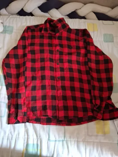 Camisa Infantil Xadrez Vermelha de Flanela