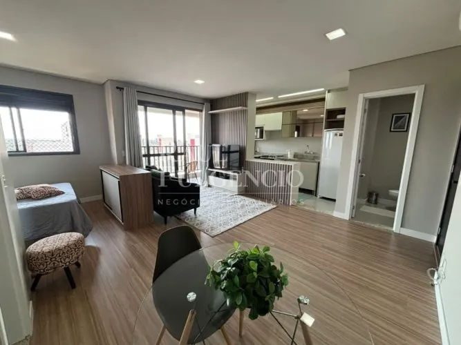 Apartamento 1 quarto todo mobiliado, com amplo Box na garagem, na rua do Shopping Aurora,