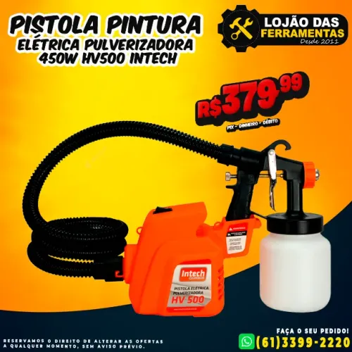 Pistola de Pintura Elétrica Pulverizadora 450W HV500 Intech