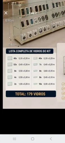 Vitrine de vidro para loja