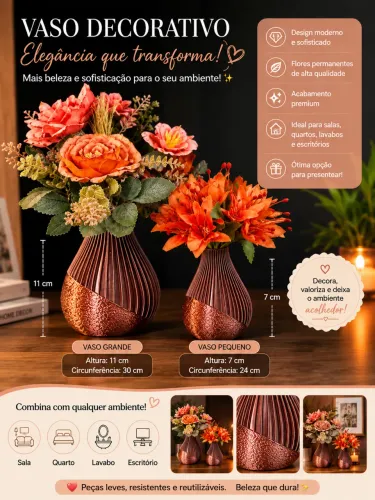 Kit 2 Vasos Decorativos Modernos Impressão 3D | Decoração Sala Quarto Lavabo