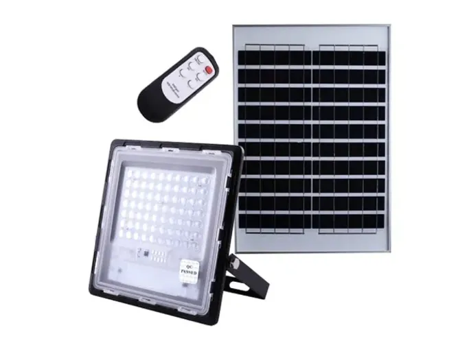 Refletor Solar LED 100W Controle Remoto Placa Sensor Externo