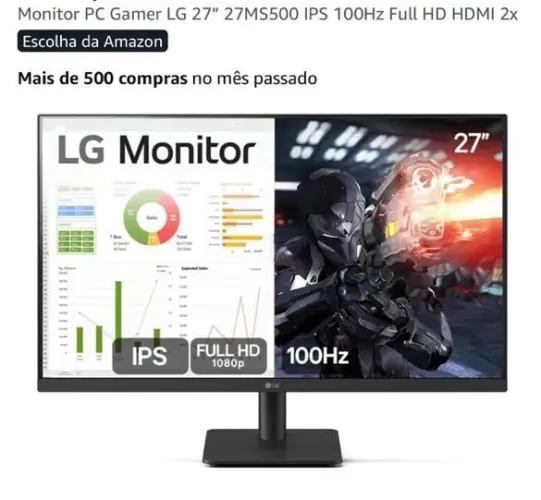 Monitor PC Gamer seminovo 27"