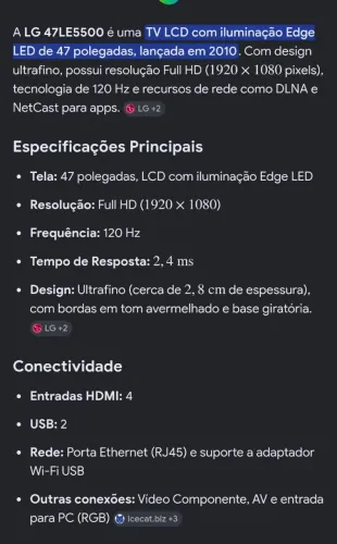 Tv LG 47 polegadas